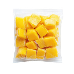 Frozen Mango Chunks In Resealable Plastic  isolated on a transparent background