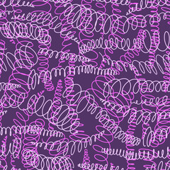 Seamless vector pattern with abstract spiral elements in line art style.