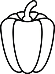 Bell Pepper Outline – Minimalist Black and White Vegetable Illustration for Coloring or Design