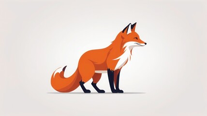 Obraz premium Animated Fox Icon in Minimal Vector Style with Subtle Tail Curl and Blink