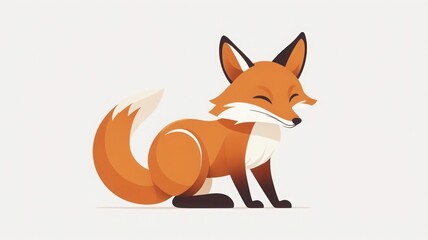 Obraz premium Animated Fox Icon in Minimal Vector Style with Subtle Tail Curl and Blink