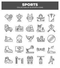 Collection of 25 Sports Icons. A Visual Guide to Various Athletic Activities