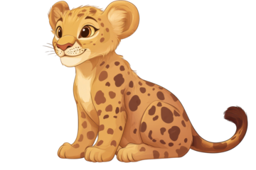 Charming lion cub graphic captures the curiosity and calm of a young king in the wild