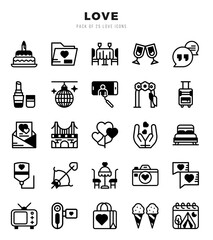 Love Icons Pack Lineal Filled Style. Vector illustration.