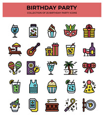 Birthday Party Icons. A Collection of 25 Festive Icons for Celebrations