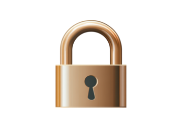Security padlock icon illustration in transparent png format isolated on a clean white background