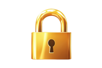 Padlock icon for digital protection and secure access displayed on transparent white isolated background
