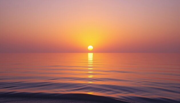 Stunning view of a pretty sunset over the ocean, with silhouettes of rocky formations emerging from the water, creating a dramatic backdrop against the warm colors of the setting sun. - Powered by Adobe