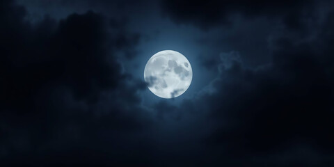 Fototapeta premium a full moon set against a backdrop of a starry night sky. The moon is centrally positioned, dominating the composition with its bright, luminous surface