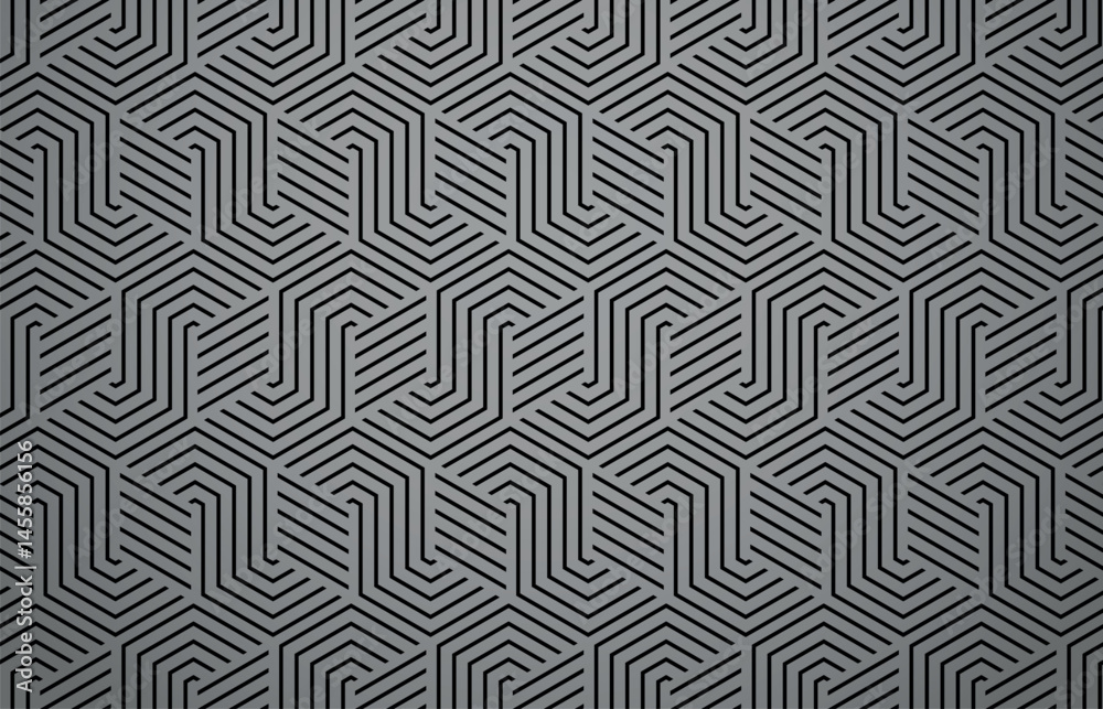 Poster abstract geometric pattern with stripes, lines. seamless vector background. gray and black ornament.