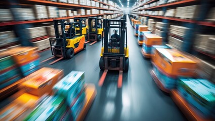 Warehouse Forklifts in Motion
