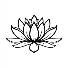 Elegant Water Lily, a Simple yet Striking Black and White Floral Icon, Perfect for Coloring