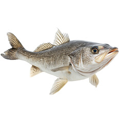 Fototapeta premium Freshwater bass swimming in a clear water environment showcasing its natural habitat and vibrant colors during daylight