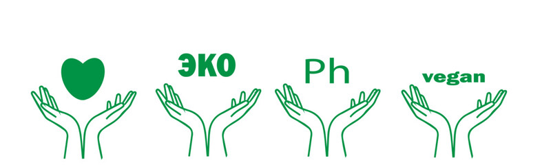 Obraz premium set of green eco icons, on a white background,