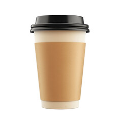 Coffee cup with a cardboard sleeve placed on a table in a cafe during morning hours, ready for enjoyment