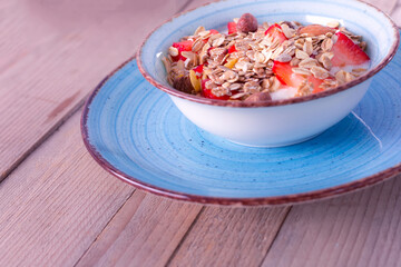 Fresh Strawberry yogurt and muesli bowl