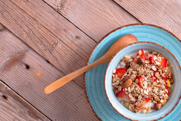 Fresh Strawberry yogurt and muesli bowl
