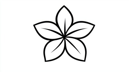 A black and white flower with five petals and a center.