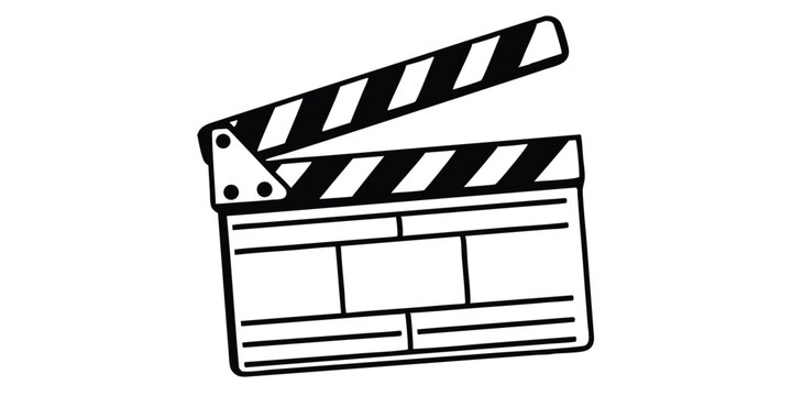 clapperboard icon silhouette filmmaking vector illustration