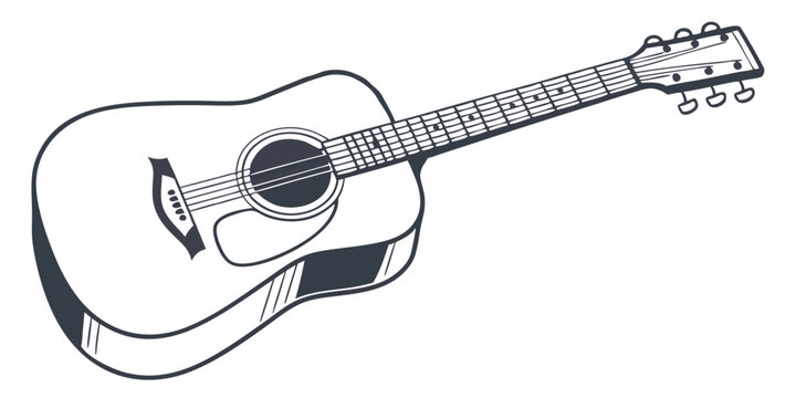 guitar icon silhouette acoustic style vector illustration