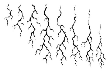 Lightning animation set with sparks. Electricity thunderbolt danger, light electric powerful thunder. Vector illustration