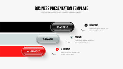 Service Solution 3 Element Infographic Frame Layout. Financial Forecast Three Step Diagram Presentation Design. Advertising Insight Slideshow Template Vector Illustration.
