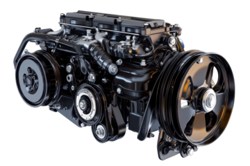 Advanced automotive engine illustration on white background great for electric vehicle or hybrid technology promotions