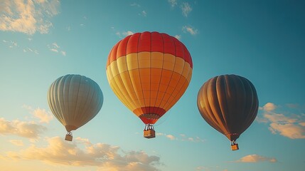 Fototapeta premium A vibrant hot air balloon festival with colorful balloons floating gracefully against a clear blue sky.