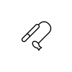A simple line art icon of a pet teaser toy with a stick and a fish.