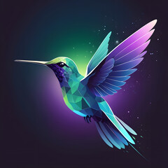 Obraz premium Silhouette of a hummingbird in mid-flight, filled with shimmering aurora gradient