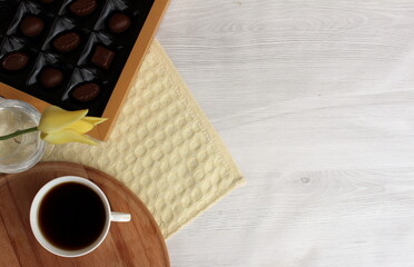 a pleasant spring morning with invigorating coffee and a good mood for the whole day