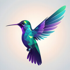 Obraz premium Silhouette of a hummingbird in mid-flight, filled with shimmering aurora gradient