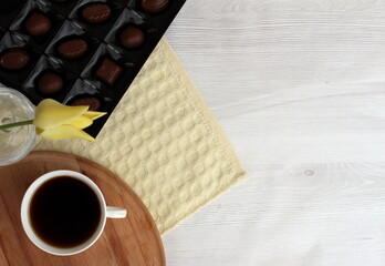 a pleasant spring morning with invigorating coffee and a good mood for the whole day