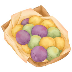 Watercolor Thailand Street Food Clipart – Hand-Painted Traditional Thai Dishes, Snacks, and Street Food Delights for Foodie Designs, Menus, and Culinary ProjectsKarya Seni Tanpa Judul