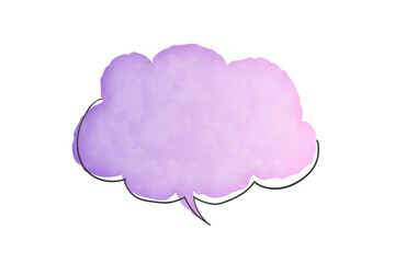 紫のシンプルな水彩風の吹き出し