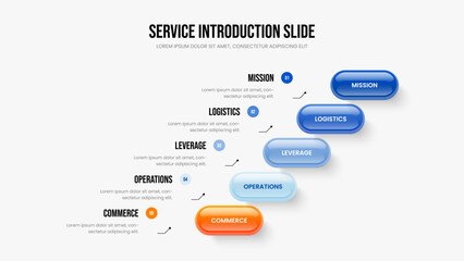 Digital Proposal 5 Step Infographic Presentation Template. Enterprise Analysis Slide Design Vector Illustration. Consulting Development Five Element Diagram Slideshow Layout.