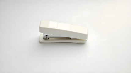 Fototapeta premium White stapler placed on clean neutral background 