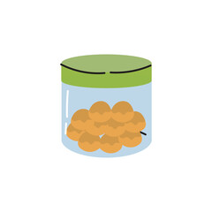 A Jar Nastar of Eid Islamic Illustration. Colorful jar filled with delicious Eid cookies, perfect for festive celebrations and greetings.