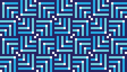 Cool-toned geometric pattern with L-shaped corner lines in blue, cyan, and white, arranged in a seamless tile grid. Great for tech-themed backgrounds, digital prints, or modern packaging