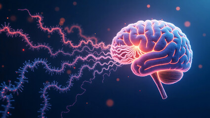 Futuristic AI Brain Interface with Glowing Neural Network Connections