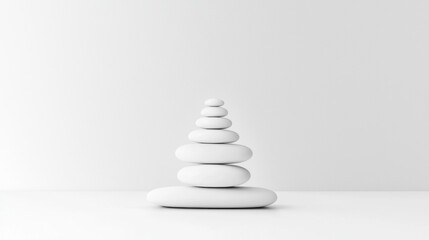 A minimalist white stone sculpture.