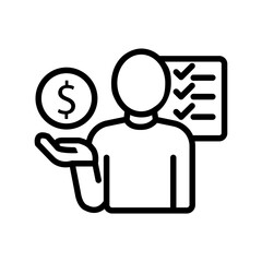 Financial advisor icon with checklist and dollar