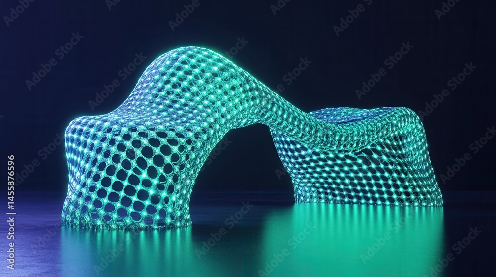 Aufkleber luminous data bridge futuristic connection digital technology innovation artificial intelligence qua