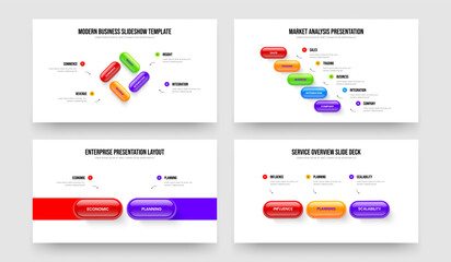 Investor Visualization 4 5 2 3 Option Infographic Frame Layout Set. Service Forecast Four Five Two Three Element Diagram Slide Design Vector Illustration Collection.