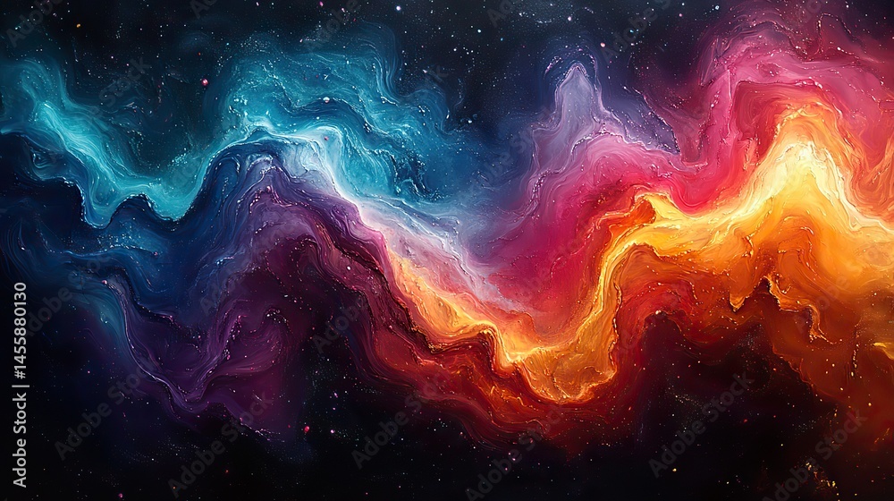 Wall mural abstract patterns of vibrant, swirling colors creating a sense of deep, otherworldly space and movem