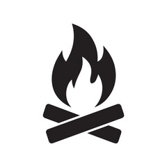 Campfire Silhouette Vector Icon Symbol 