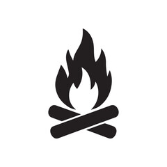 Campfire Silhouette Vector Icon Symbol 