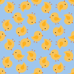 Cute Yellow Chick Seamless Pattern – Hand-Drawn Baby Bird Background Illustration