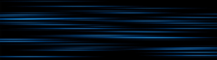 Glowing Blue light trails creating layered motion blur on dark background. Perfect for futuristic UI, digital speed elements, or sci-fi data animations.