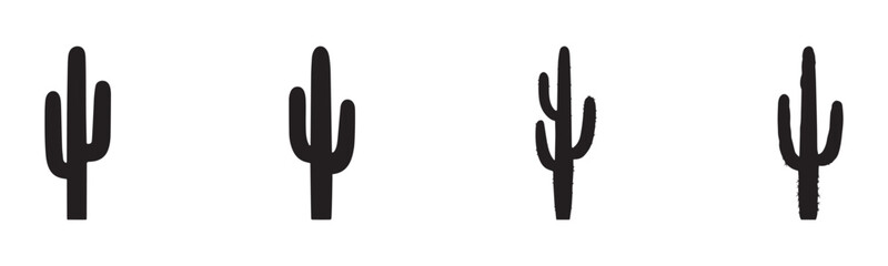 Cactus Silhouette Vector Icon Symbol Set &ndash; Desert Style